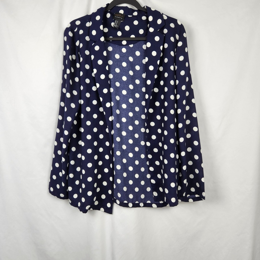 Forever 21 Womens Open Front Blazer Lightweight Long Sleeve‎ Sz M Polka Dot